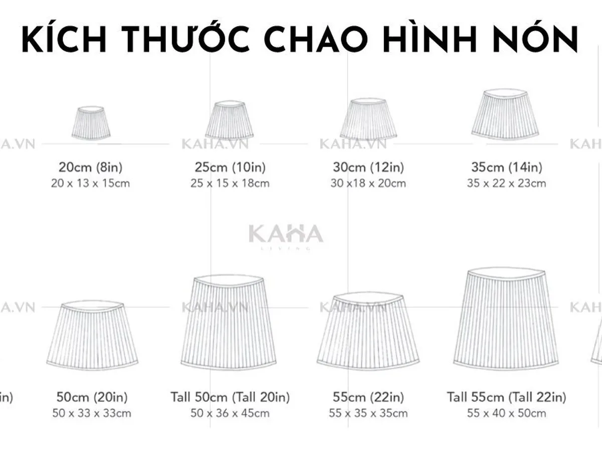 size chao đèn chuẩn — Kaha gia công cho khách sạn